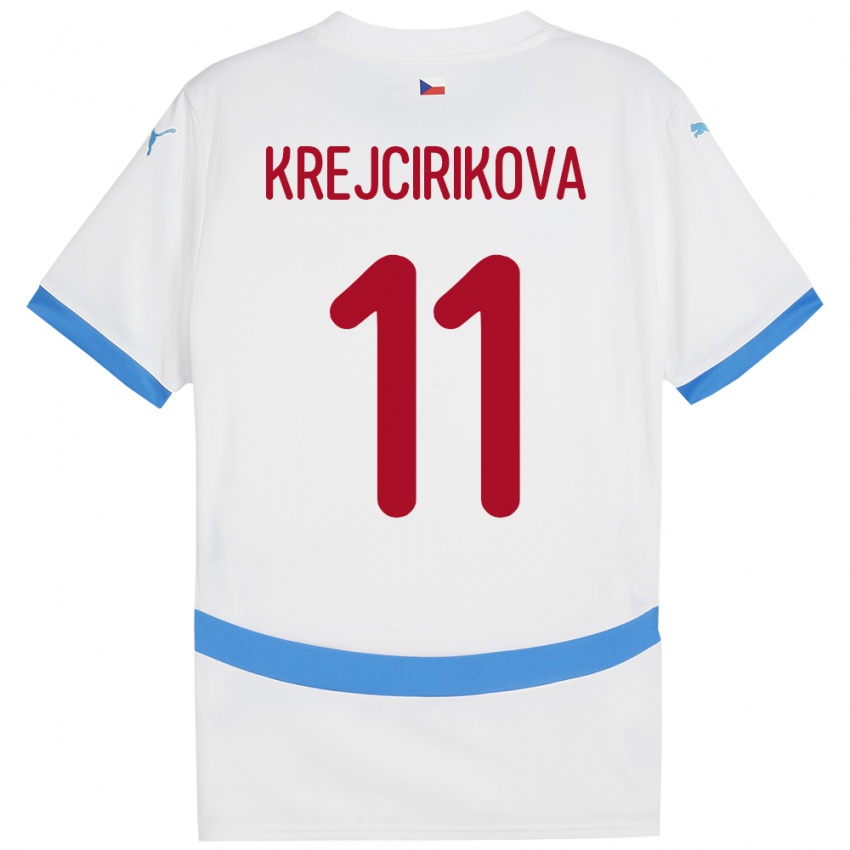 Bambino Maglia Cechia Tereza Krejčiříková #11 Bianco Kit Gara Away 24-26 Maglietta