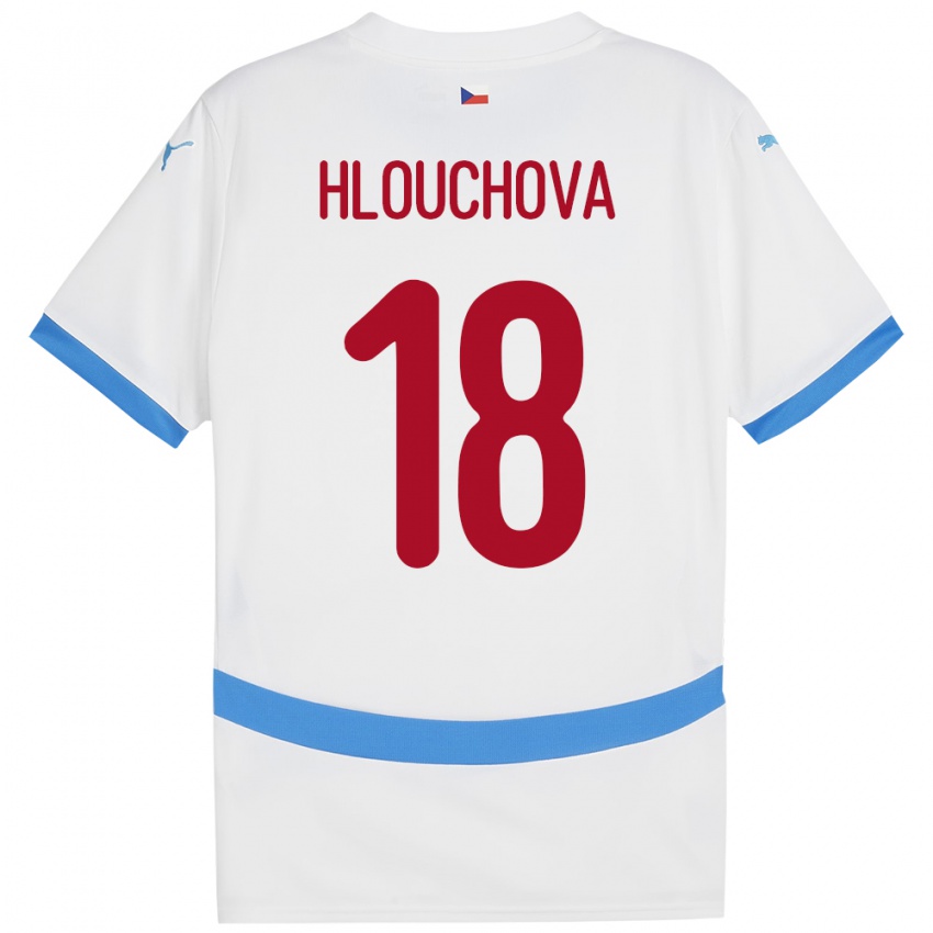 Bambino Maglia Cechia Radka Hlouchová #18 Bianco Kit Gara Away 24-26 Maglietta