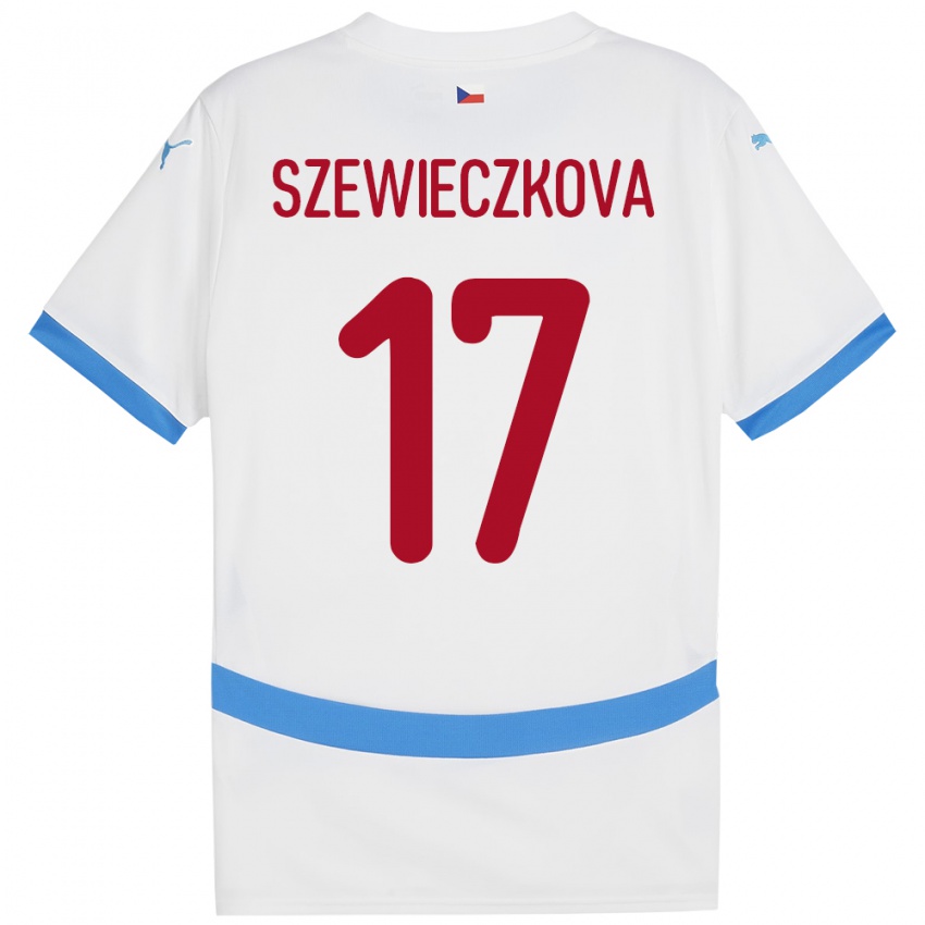 Bambino Maglia Cechia Tereza Szewieczková #17 Bianco Kit Gara Away 24-26 Maglietta