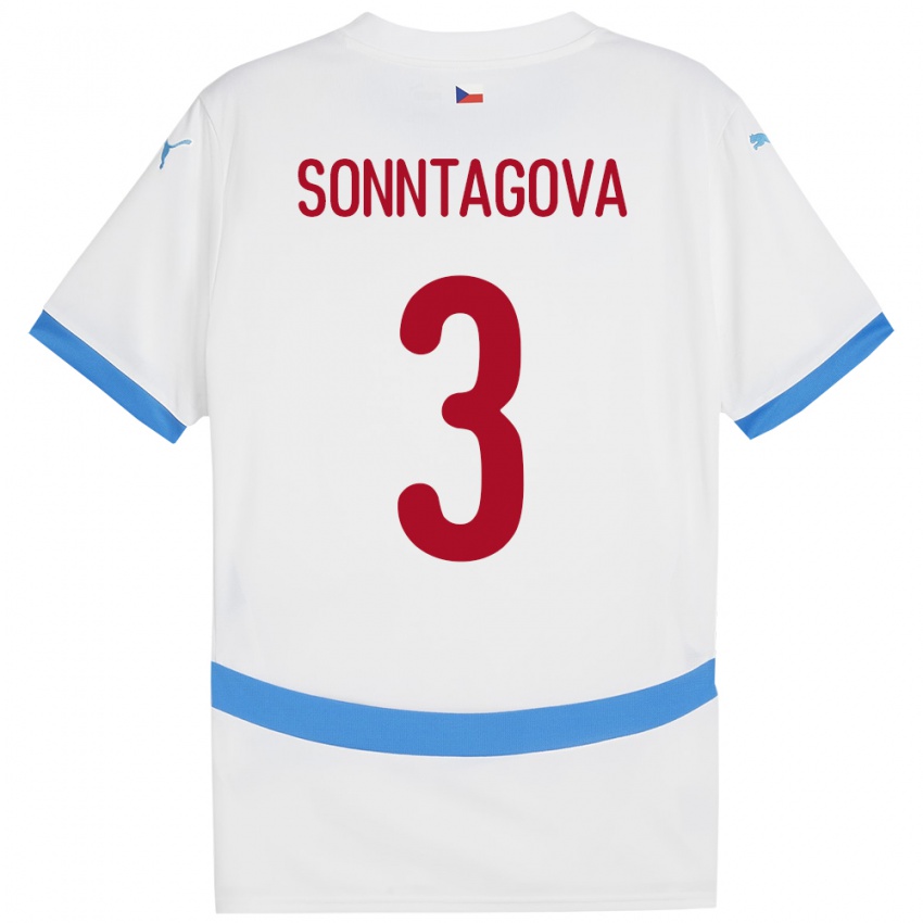 Bambino Maglia Cechia Eliška Sonntagová #3 Bianco Kit Gara Away 24-26 Maglietta