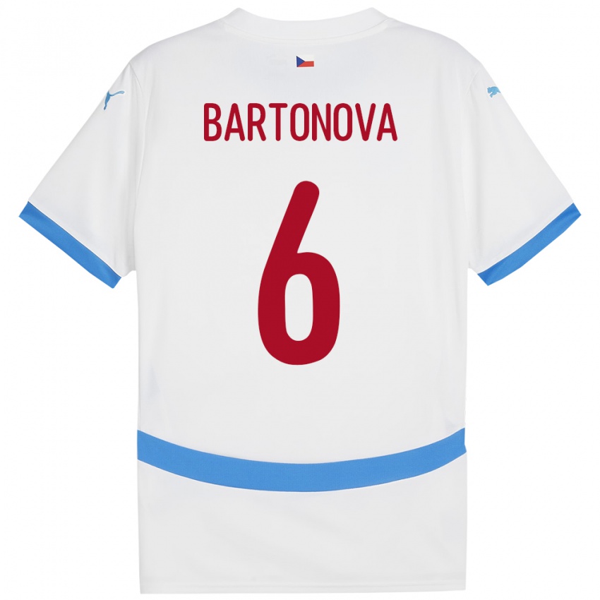 Bambino Maglia Cechia Eva Bartoňová #6 Bianco Kit Gara Away 24-26 Maglietta