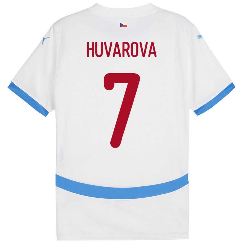 Bambino Maglia Cechia Dominika Huvarová #7 Bianco Kit Gara Away 24-26 Maglietta