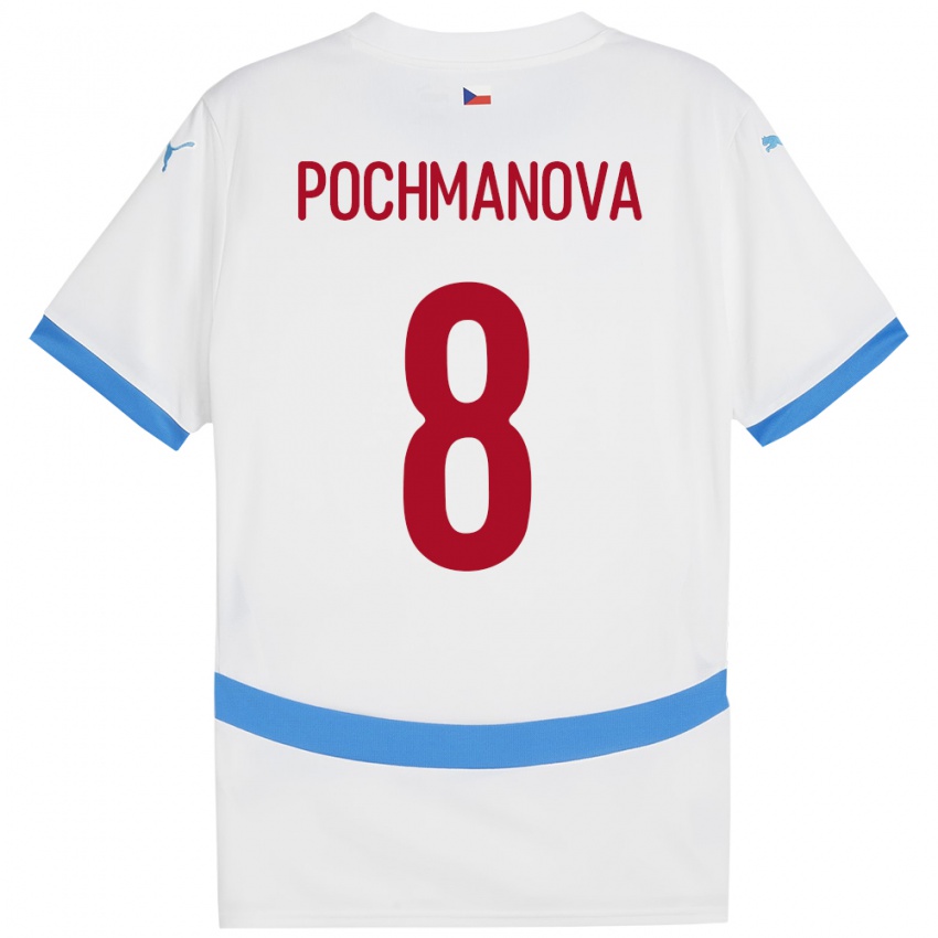 Bambino Maglia Cechia Aneta Pochmanová #8 Bianco Kit Gara Away 24-26 Maglietta