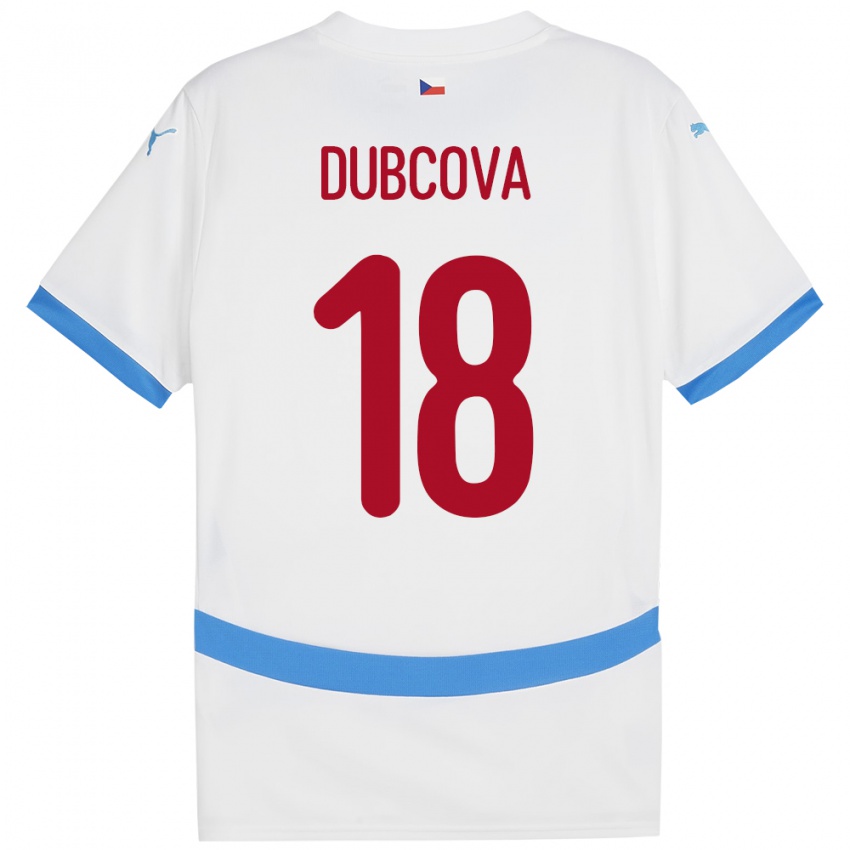 Bambino Maglia Cechia Kamila Dubcová #18 Bianco Kit Gara Away 24-26 Maglietta