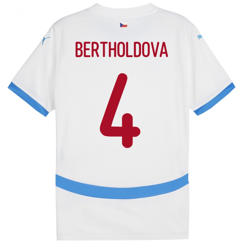 Bambino Maglia Cechia Petra Bertholdová #4 Bianco Kit Gara Away 24-26 Maglietta