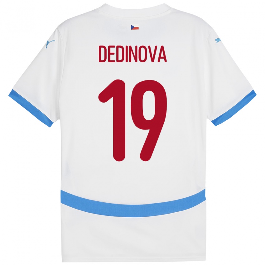 Bambino Maglia Cechia Aneta Dědinová #19 Bianco Kit Gara Away 24-26 Maglietta