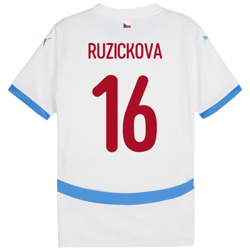 Bambino Maglia Cechia Barbora Růžičková #16 Bianco Kit Gara Away 24-26 Maglietta