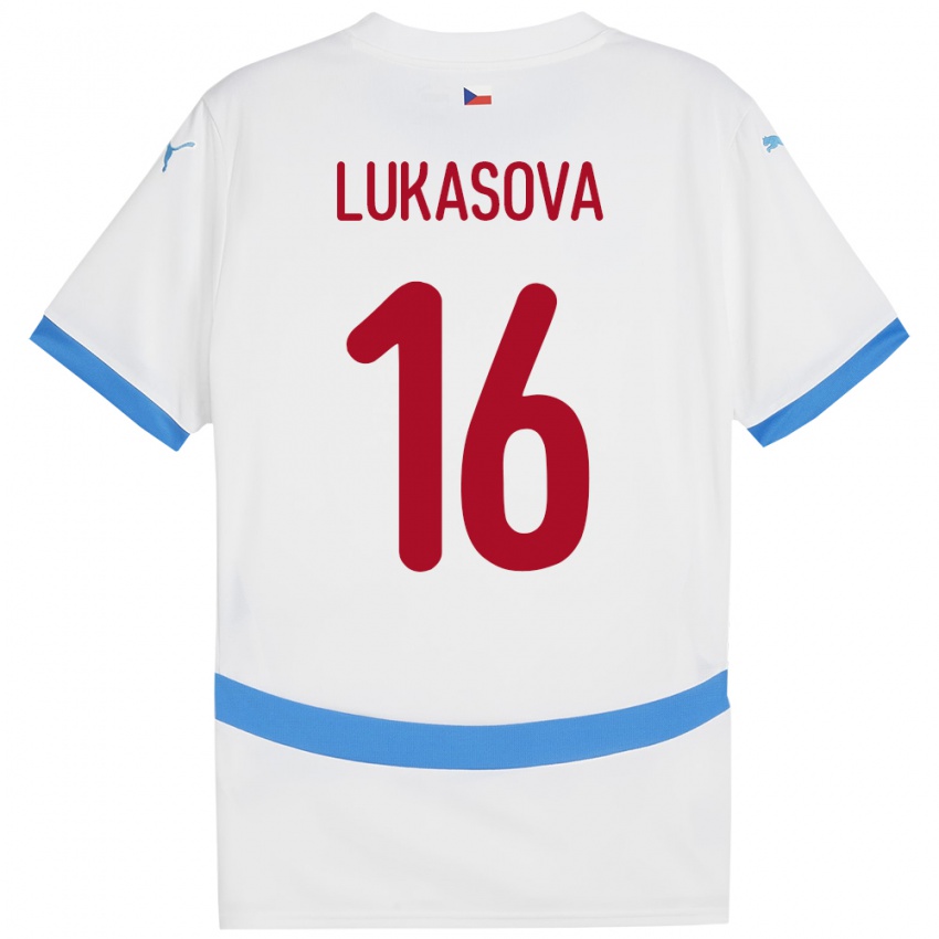 Bambino Maglia Cechia Olivie Lukášová #16 Bianco Kit Gara Away 24-26 Maglietta