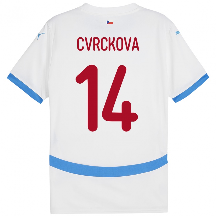 Bambino Maglia Cechia Klára Cvrčková #14 Bianco Kit Gara Away 24-26 Maglietta