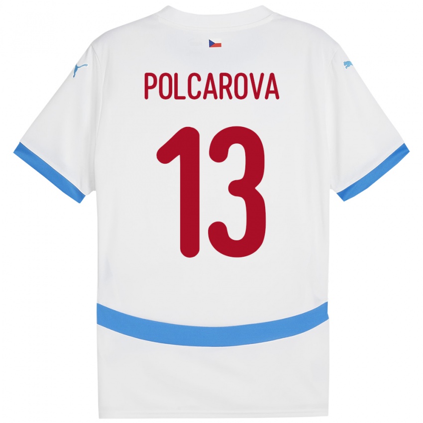 Bambino Maglia Cechia Barbora Polcarová #13 Bianco Kit Gara Away 24-26 Maglietta