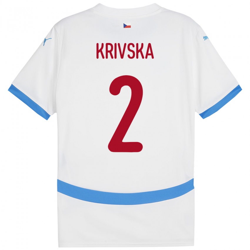 Bambino Maglia Cechia Karolína Křivská #2 Bianco Kit Gara Away 24-26 Maglietta