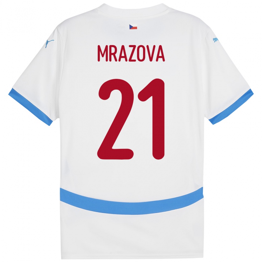 Bambino Maglia Cechia Miroslava Mrázová #21 Bianco Kit Gara Away 24-26 Maglietta