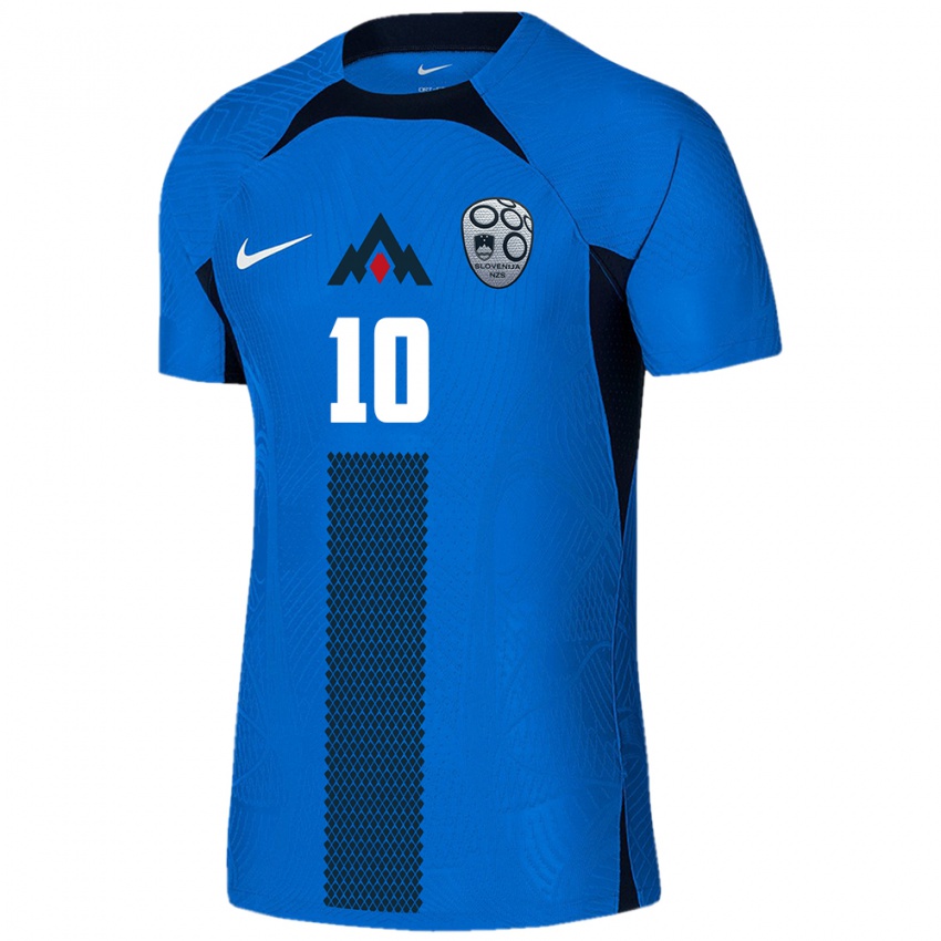 Bambino Maglia Slovenia Dominika Čonč #10 Blu Kit Gara Away 24-26 Maglietta