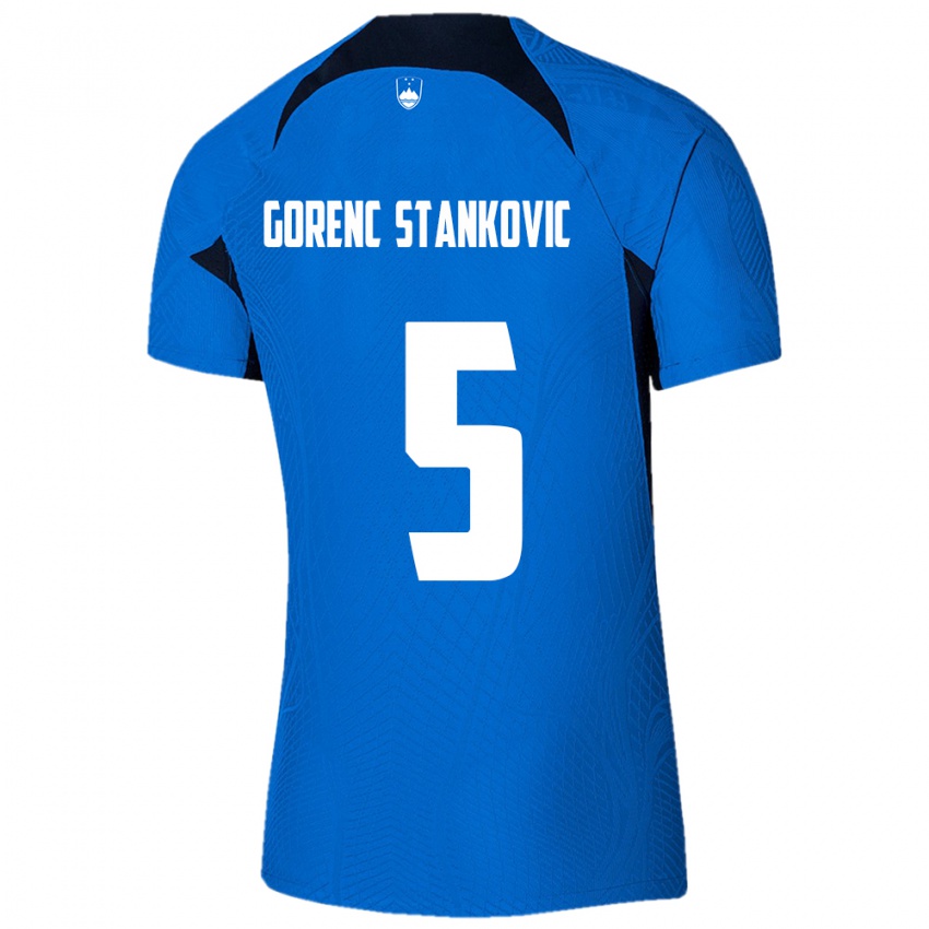 Bambino Maglia Slovenia Jon Gorenc Stankovic #5 Blu Kit Gara Away 24-26 Maglietta