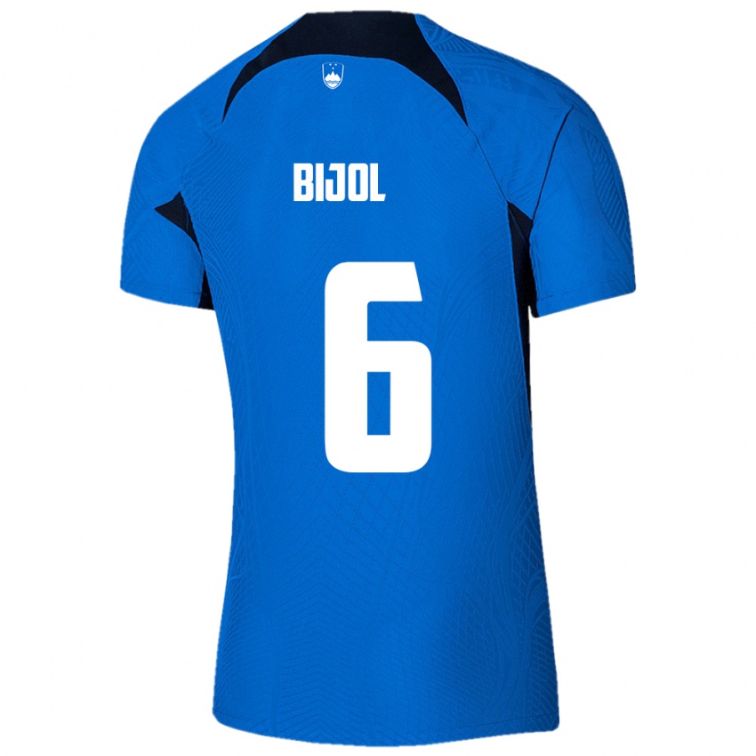 Bambino Maglia Slovenia Jaka Bijol #6 Blu Kit Gara Away 24-26 Maglietta