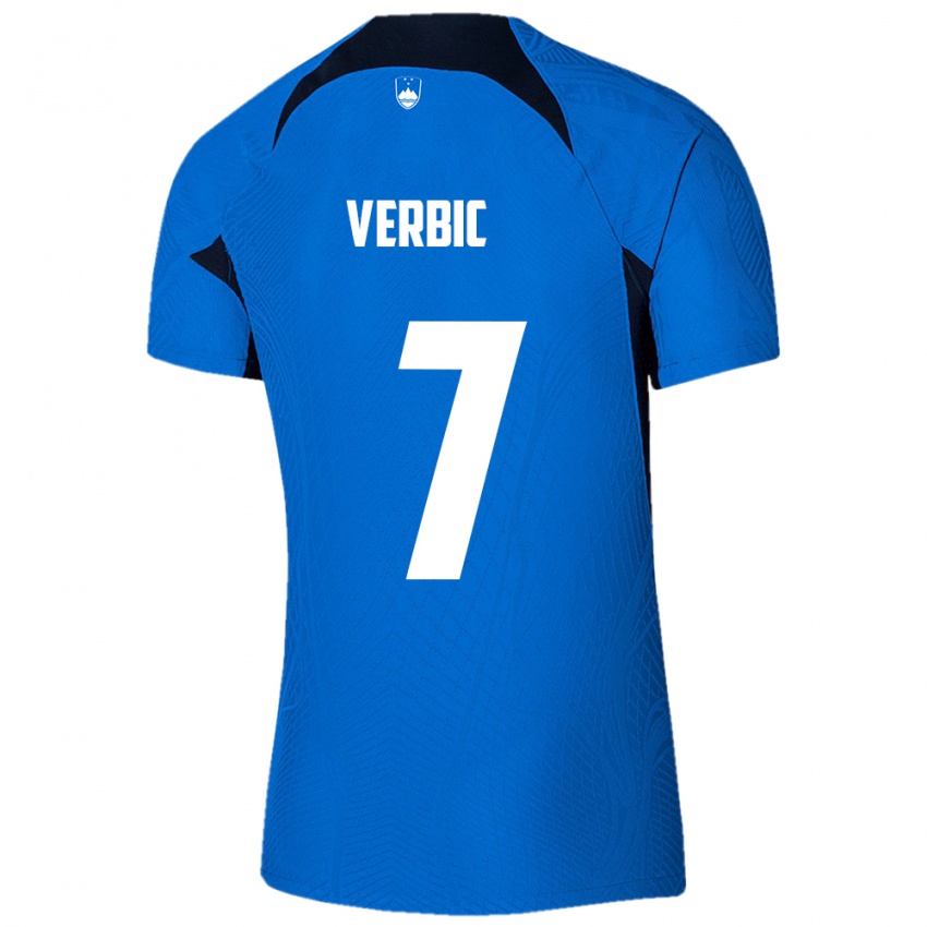 Bambino Maglia Slovenia Benjamin Verbic #7 Blu Kit Gara Away 24-26 Maglietta