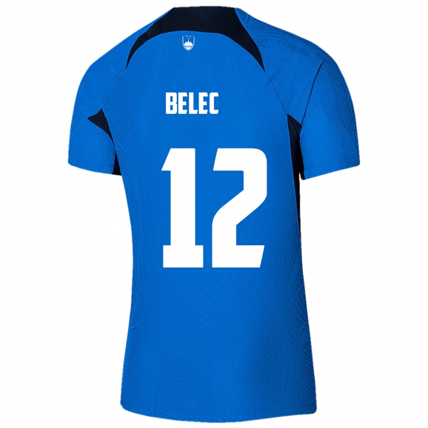 Bambino Maglia Slovenia Vid Belec #12 Blu Kit Gara Away 24-26 Maglietta