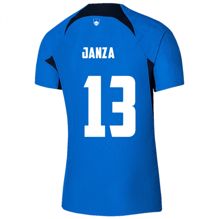 Bambino Maglia Slovenia Erik Janza #13 Blu Kit Gara Away 24-26 Maglietta