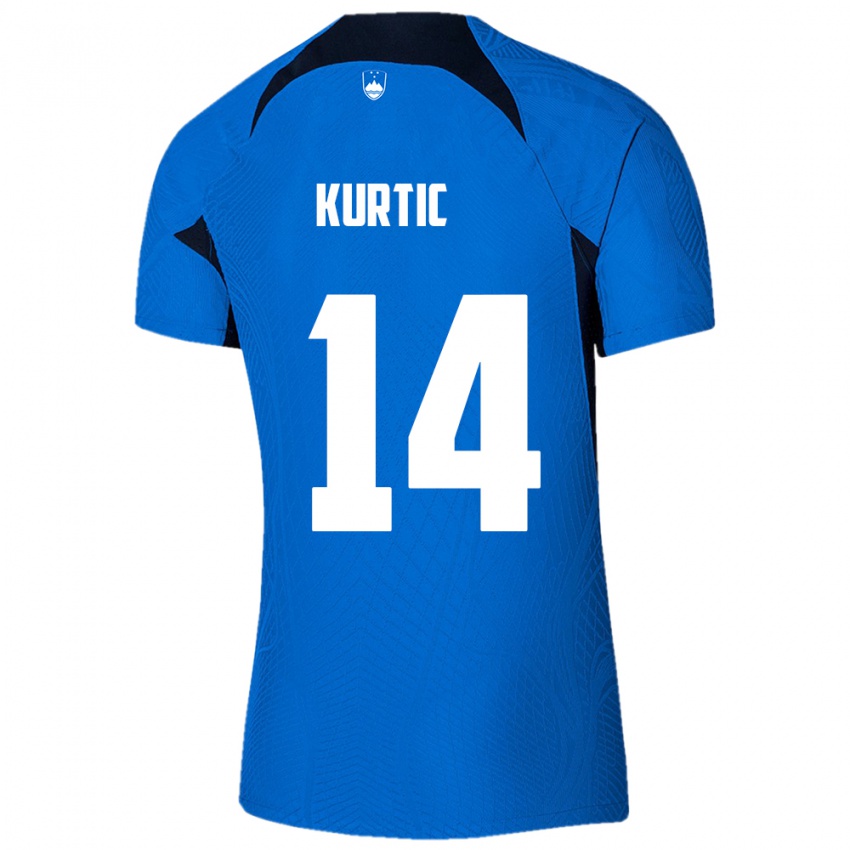 Bambino Maglia Slovenia Jasmin Kurtic #14 Blu Kit Gara Away 24-26 Maglietta