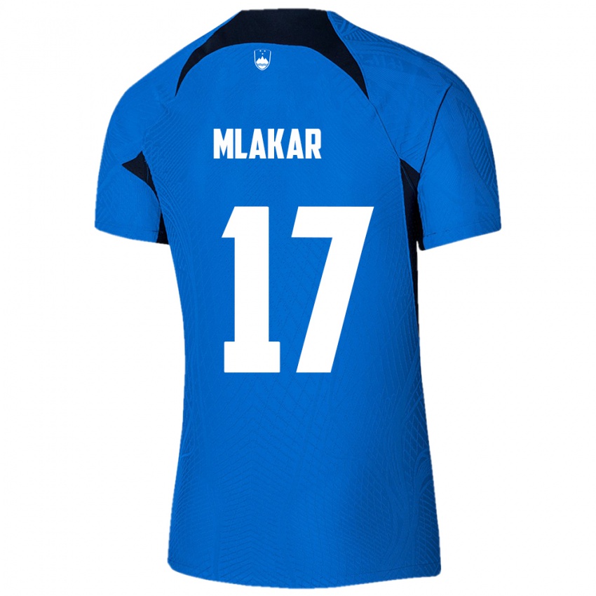 Bambino Maglia Slovenia Jan Mlakar #17 Blu Kit Gara Away 24-26 Maglietta