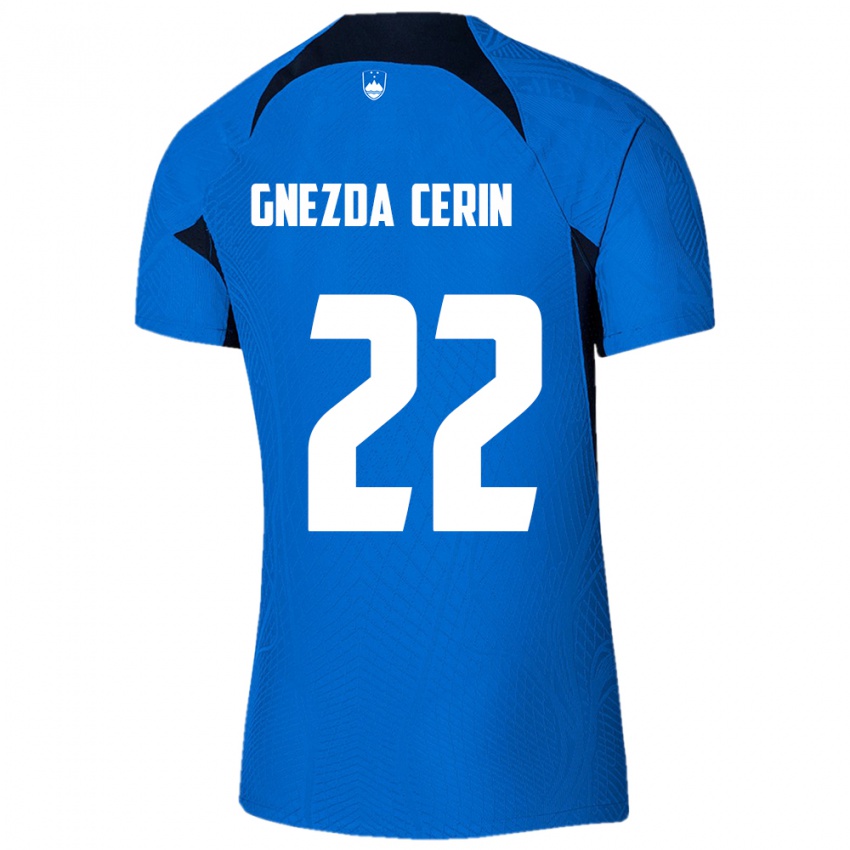 Bambino Maglia Slovenia Adam Gnezda Cerin #22 Blu Kit Gara Away 24-26 Maglietta