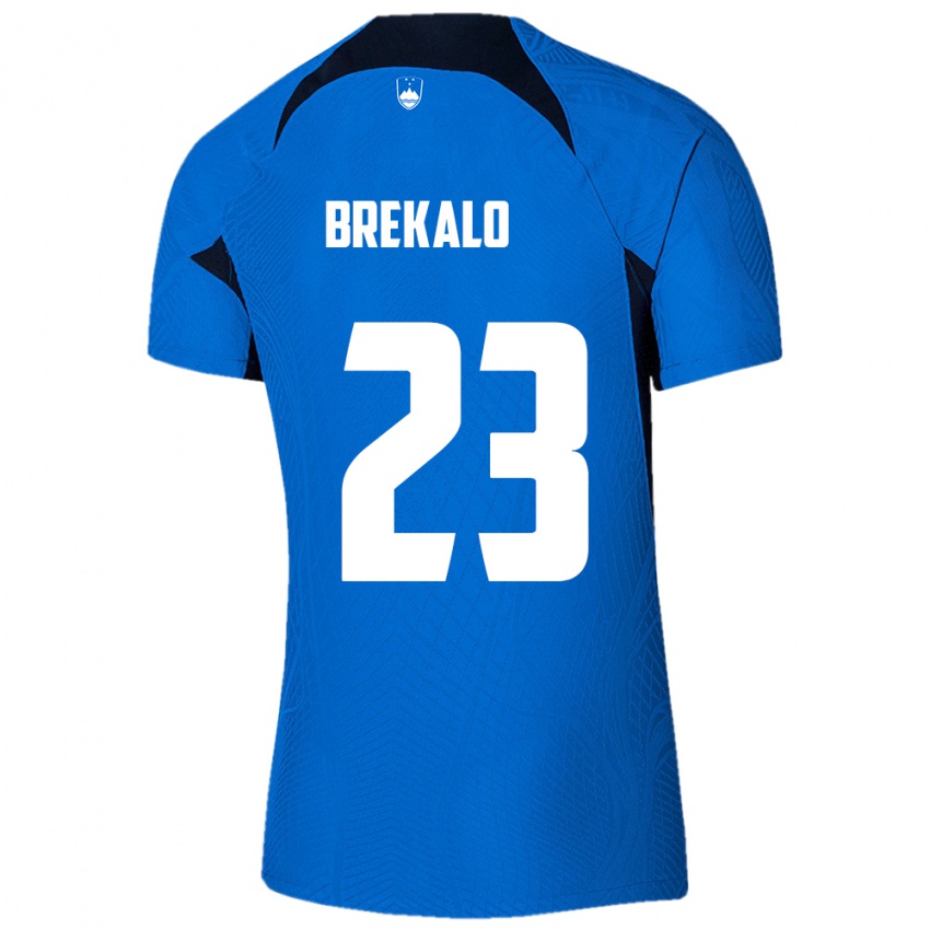 Bambino Maglia Slovenia David Brekalo #23 Blu Kit Gara Away 24-26 Maglietta