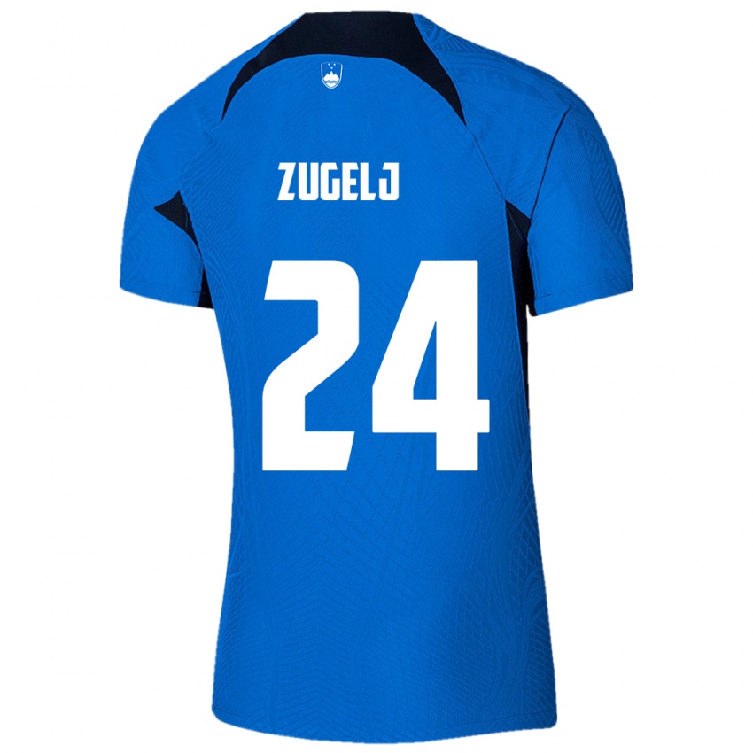 Bambino Maglia Slovenia Nino Zugelj #24 Blu Kit Gara Away 24-26 Maglietta