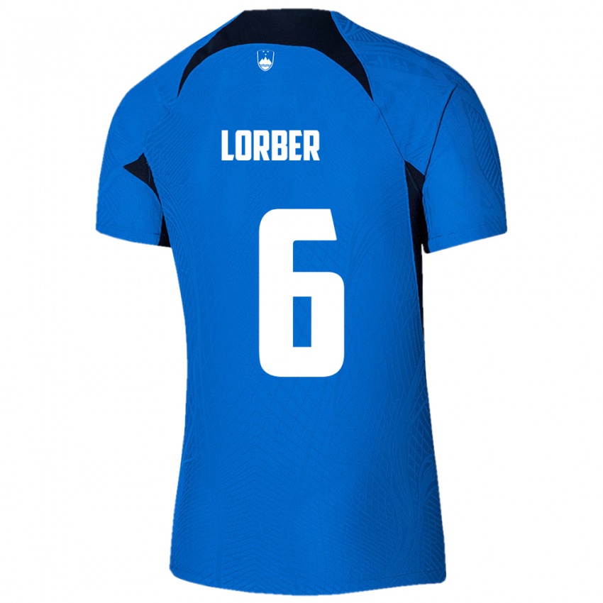 Bambino Maglia Slovenia Marcel Lorber #6 Blu Kit Gara Away 24-26 Maglietta