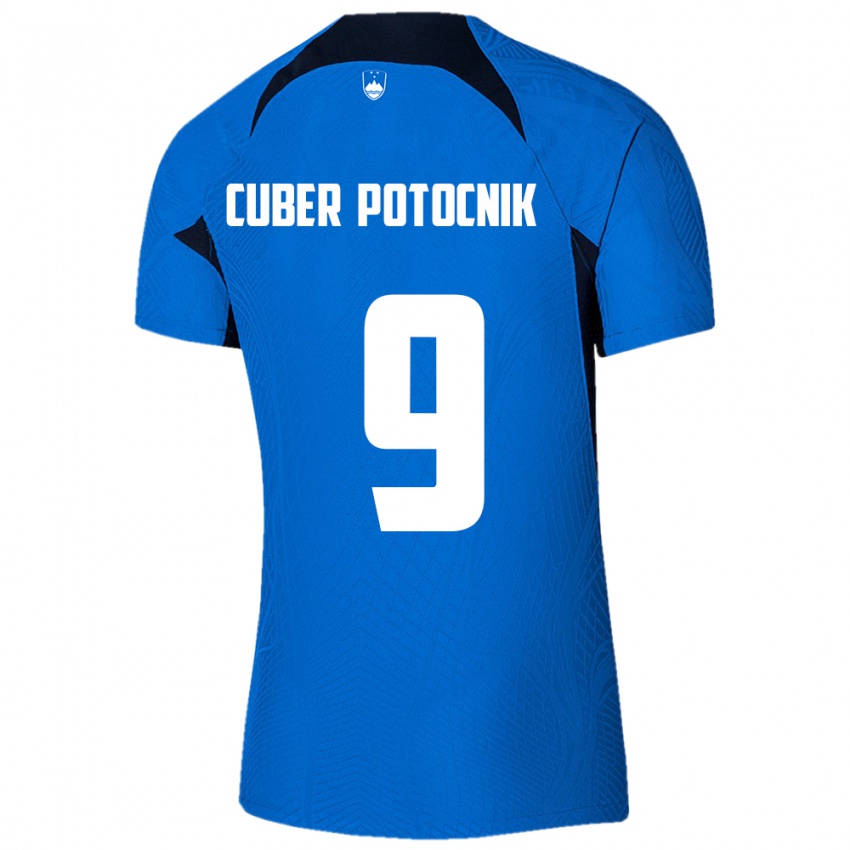 Bambino Maglia Slovenia Jaka Cuber Potocnik #9 Blu Kit Gara Away 24-26 Maglietta