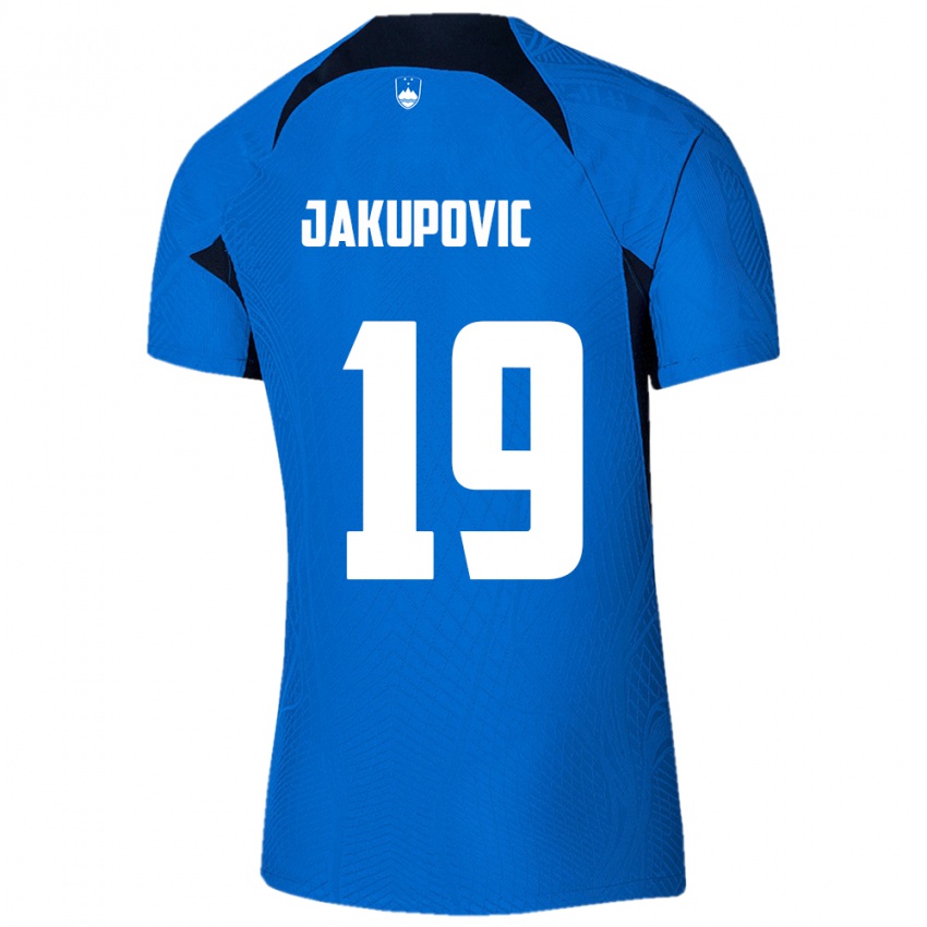 Bambino Maglia Slovenia Aldin Jakupovic #19 Blu Kit Gara Away 24-26 Maglietta