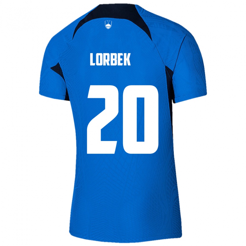 Bambino Maglia Slovenia Anej Lorbek #20 Blu Kit Gara Away 24-26 Maglietta