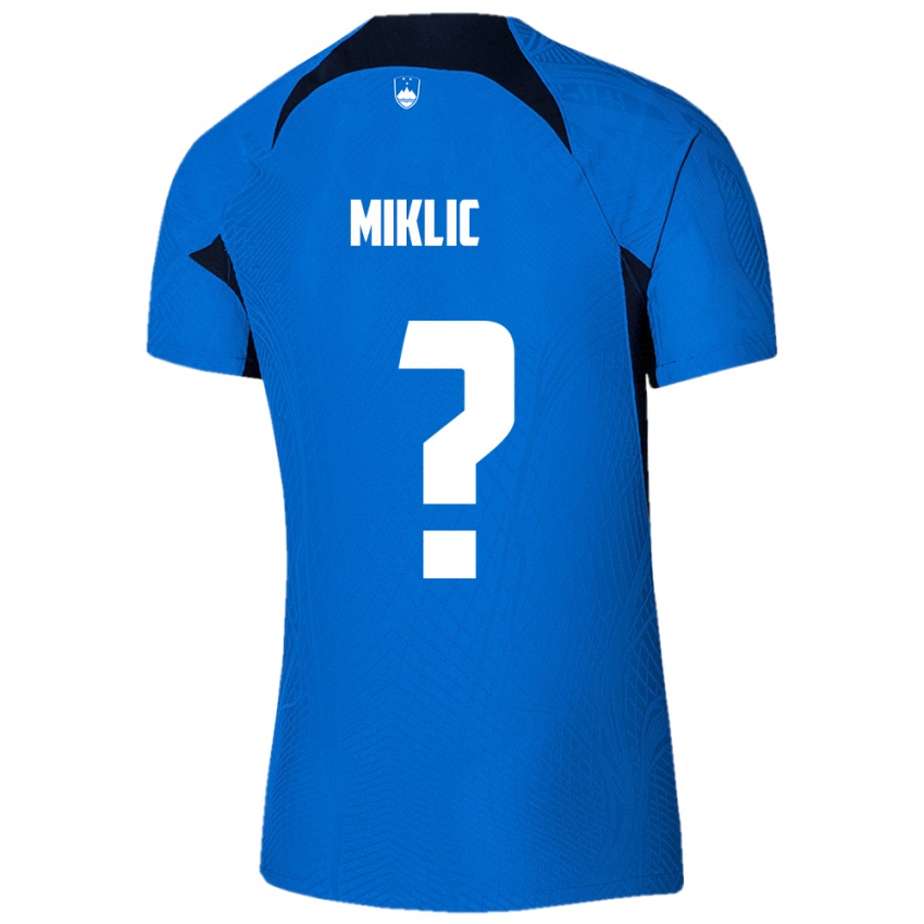 Bambino Maglia Slovenia Andraz Miklic #0 Blu Kit Gara Away 24-26 Maglietta