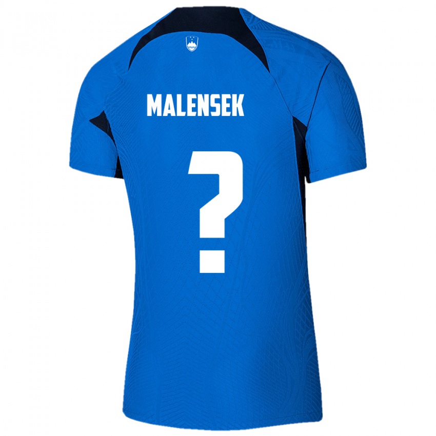 Bambino Maglia Slovenia Matej Malensek #0 Blu Kit Gara Away 24-26 Maglietta