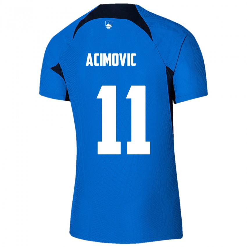 Bambino Maglia Slovenia Mateo Acimovic #11 Blu Kit Gara Away 24-26 Maglietta