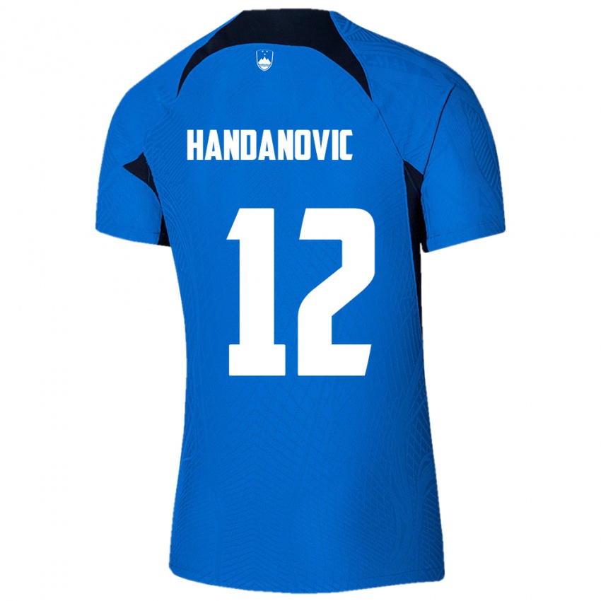 Bambino Maglia Slovenia Tanej Handanovic #12 Blu Kit Gara Away 24-26 Maglietta