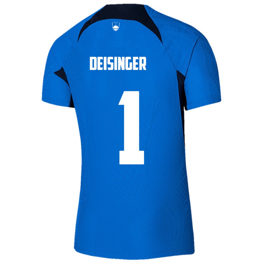 Bambino Maglia Slovenia Nik Deisinger #1 Blu Kit Gara Away 24-26 Maglietta