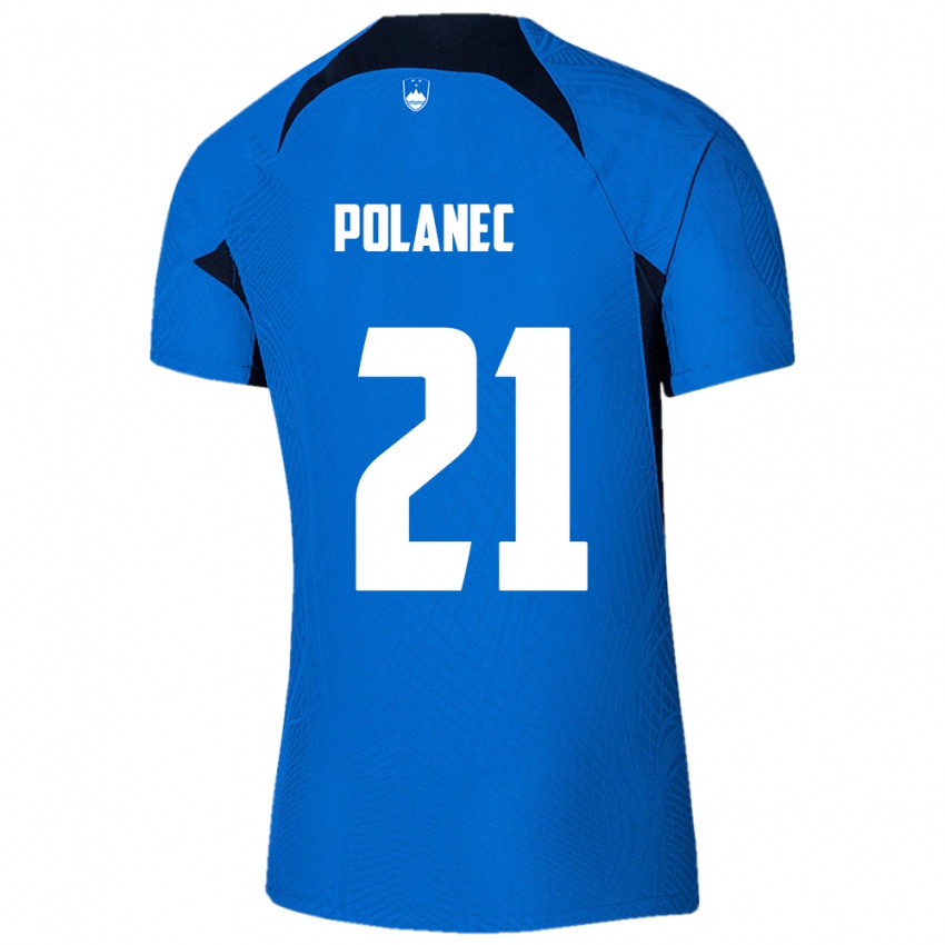 Bambino Maglia Slovenia Gaj Polanec #21 Blu Kit Gara Away 24-26 Maglietta