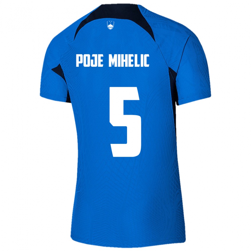 Bambino Maglia Slovenia Naja Poje Mihelič #5 Blu Kit Gara Away 24-26 Maglietta