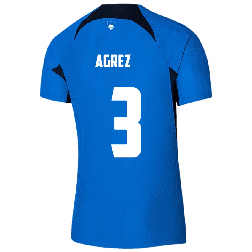 Bambino Maglia Slovenia Sara Agrež #3 Blu Kit Gara Away 24-26 Maglietta