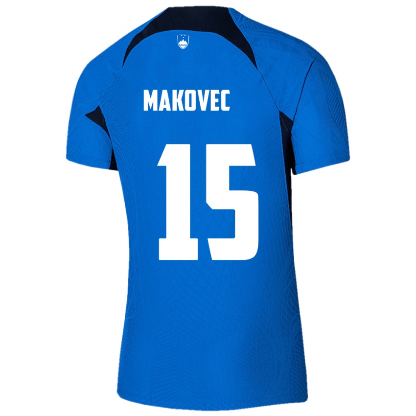 Bambino Maglia Slovenia Sara Makovec #15 Blu Kit Gara Away 24-26 Maglietta