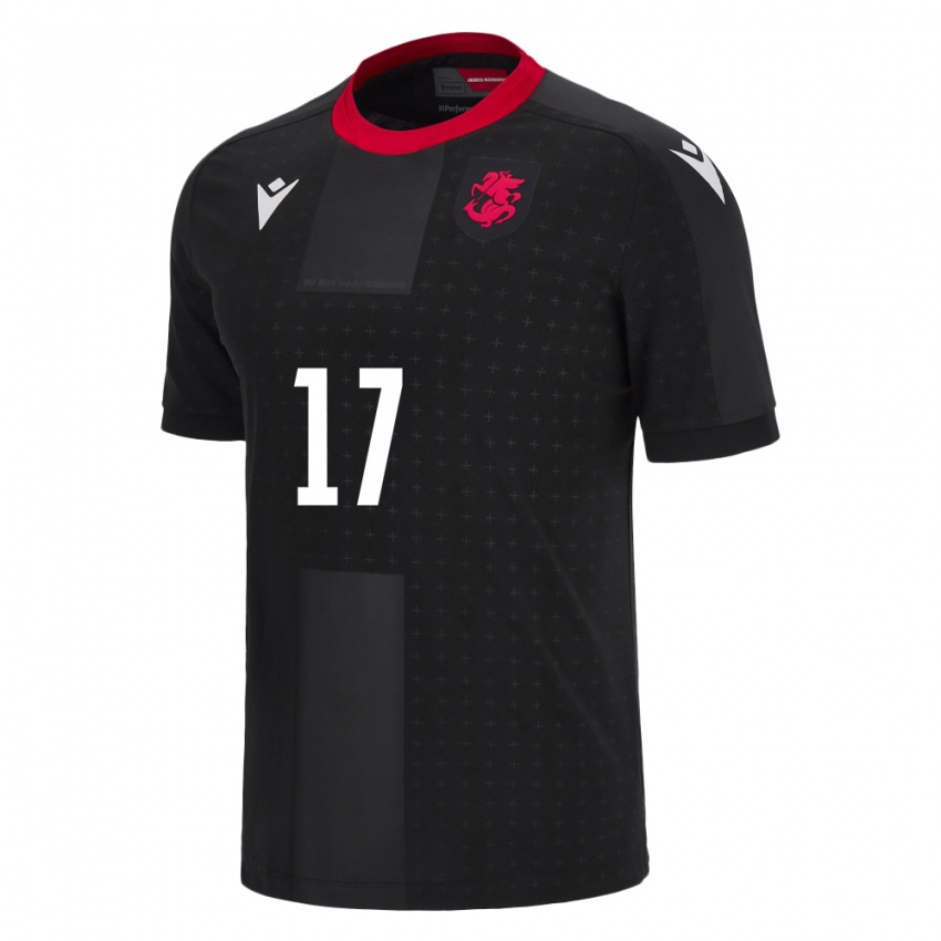 Bambino Maglia Georgia Otar Kiteishvili #17 Nero Kit Gara Away 24-26 Maglietta