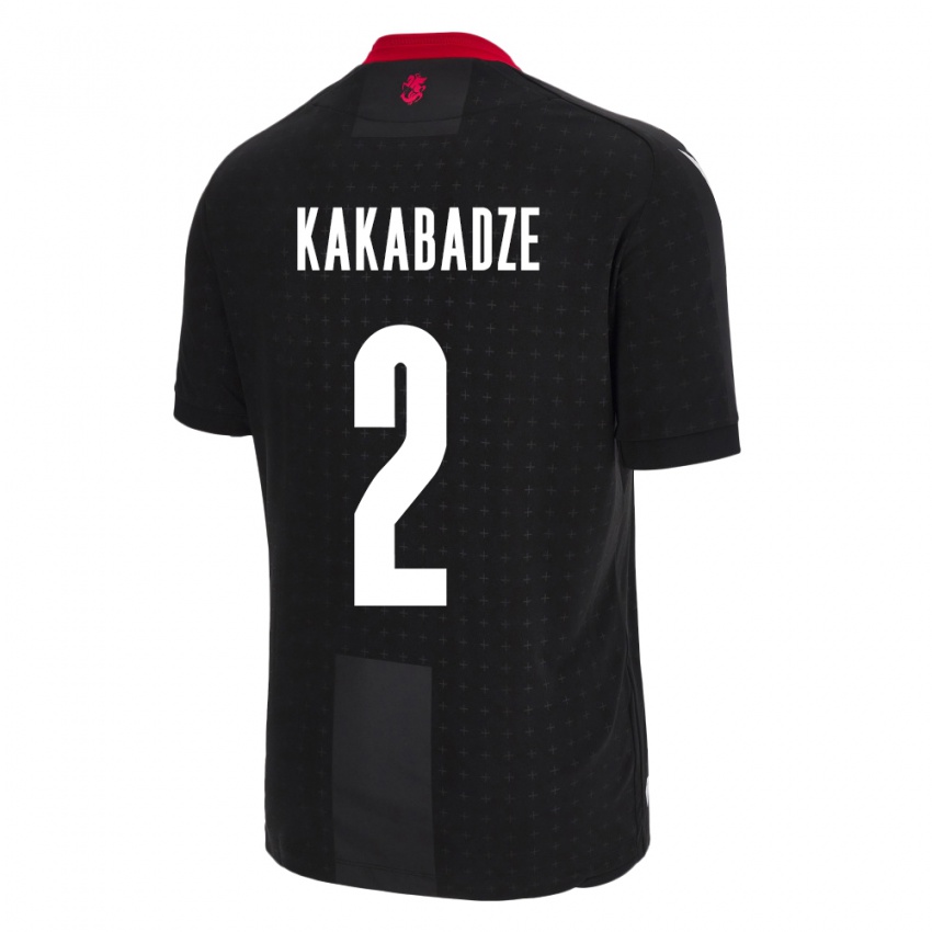 Bambino Maglia Georgia Otar Kakabadze #2 Nero Kit Gara Away 24-26 Maglietta