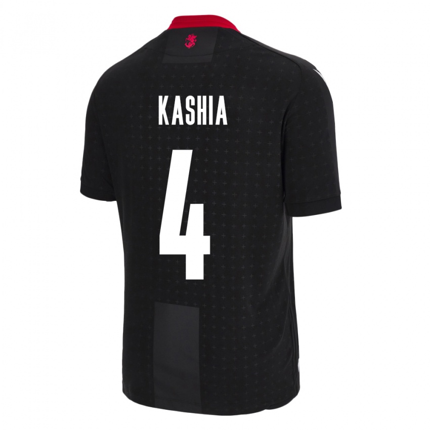 Bambino Maglia Georgia Guram Kashia #4 Nero Kit Gara Away 24-26 Maglietta