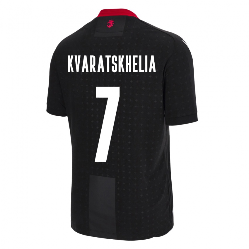 Bambino Maglia Georgia Khvicha Kvaratskhelia #7 Nero Kit Gara Away 24-26 Maglietta