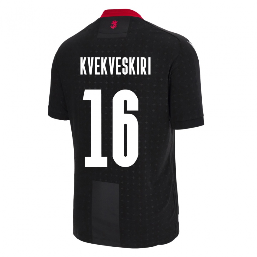 Bambino Maglia Georgia Nika Kvekveskiri #16 Nero Kit Gara Away 24-26 Maglietta