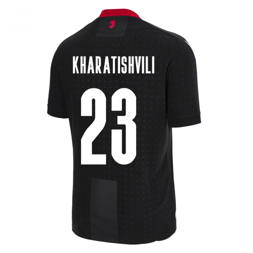 Bambino Maglia Georgia Luka Kharatishvili #23 Nero Kit Gara Away 24-26 Maglietta