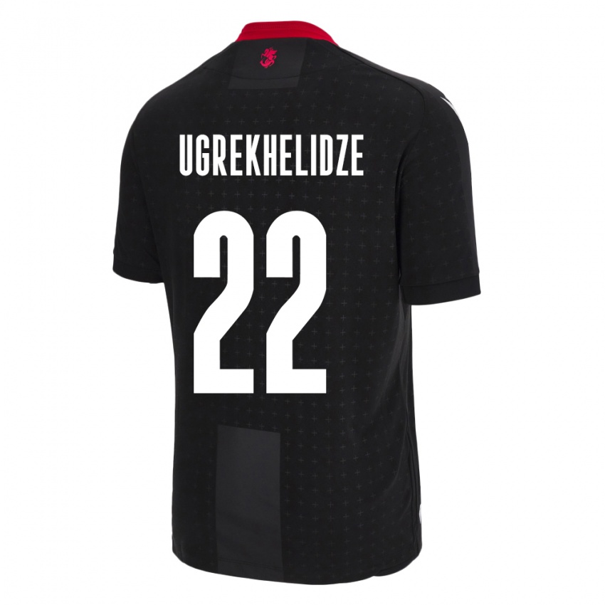 Bambino Maglia Georgia Nikoloz Ugrekhelidze #22 Nero Kit Gara Away 24-26 Maglietta