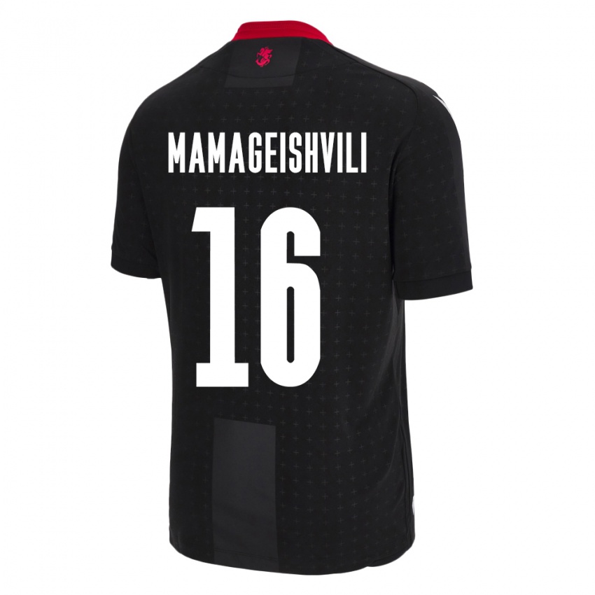 Bambino Maglia Georgia Gizo Mamageishvili #16 Nero Kit Gara Away 24-26 Maglietta