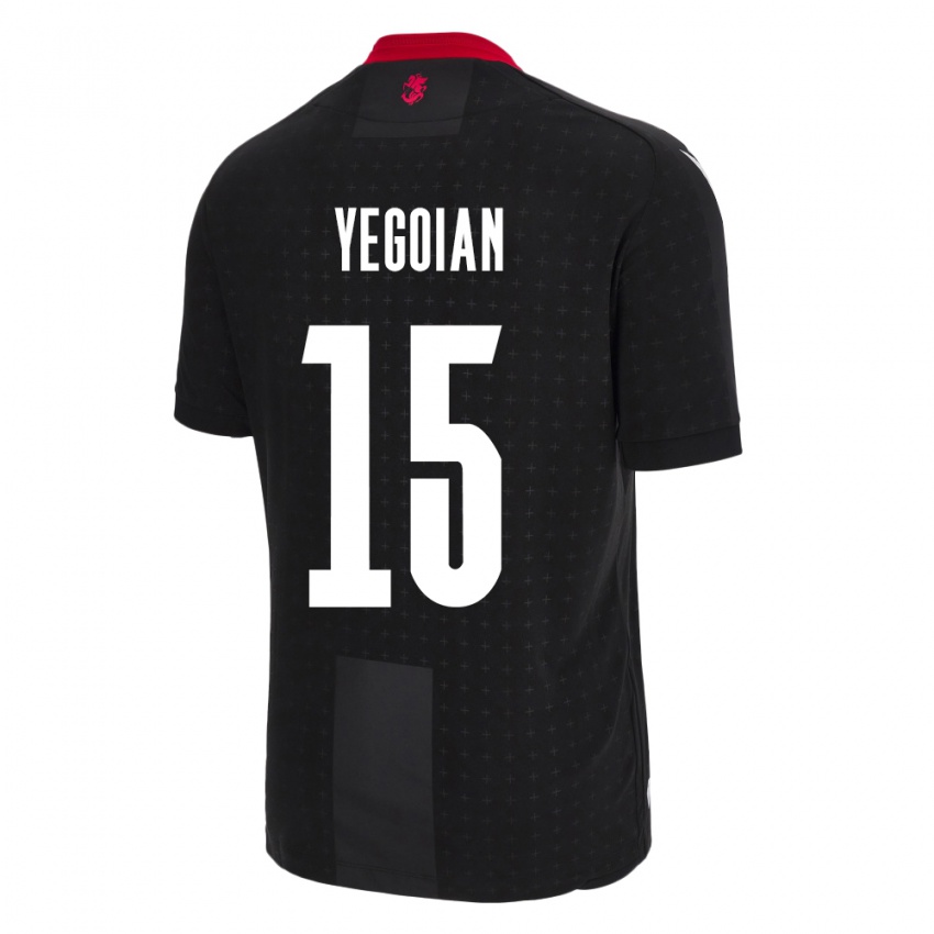 Bambino Maglia Georgia Irakli Yegoian #15 Nero Kit Gara Away 24-26 Maglietta