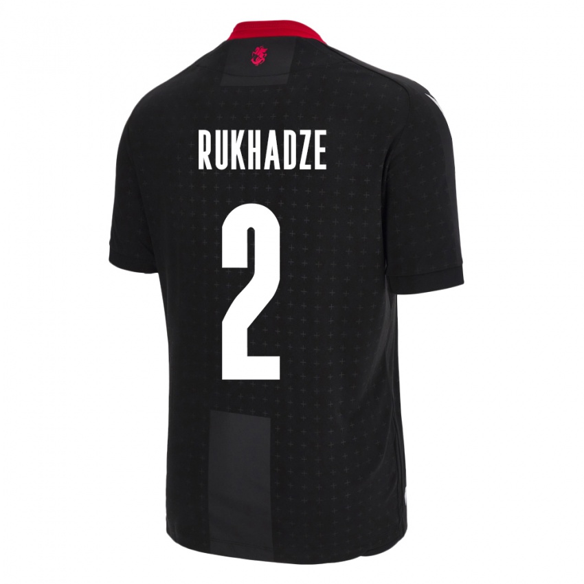 Bambino Maglia Georgia Zurab Rukhadze #2 Nero Kit Gara Away 24-26 Maglietta